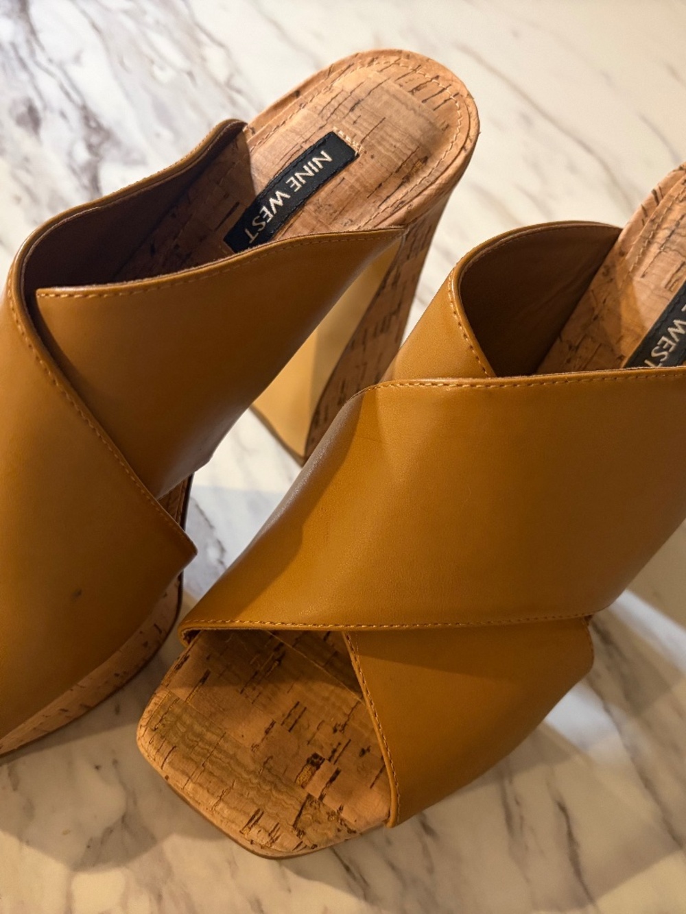 Leather & Cork Platform Heels